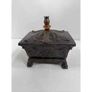 Jewelry‎ Box W/Lid Bronze Finish Polymer, Candy Dish, Multi Use.